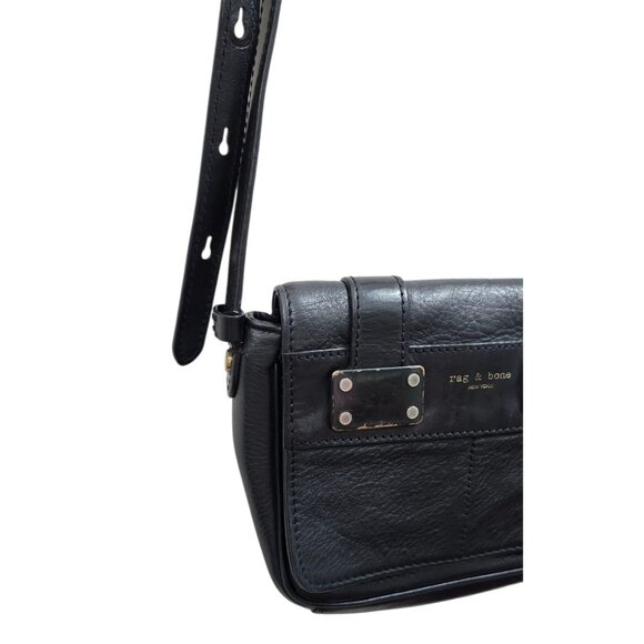 Rag & Bone Black Leather Crossbody Bag Flap Buckle Closure Adjustable Strap - Picture 4 of 12